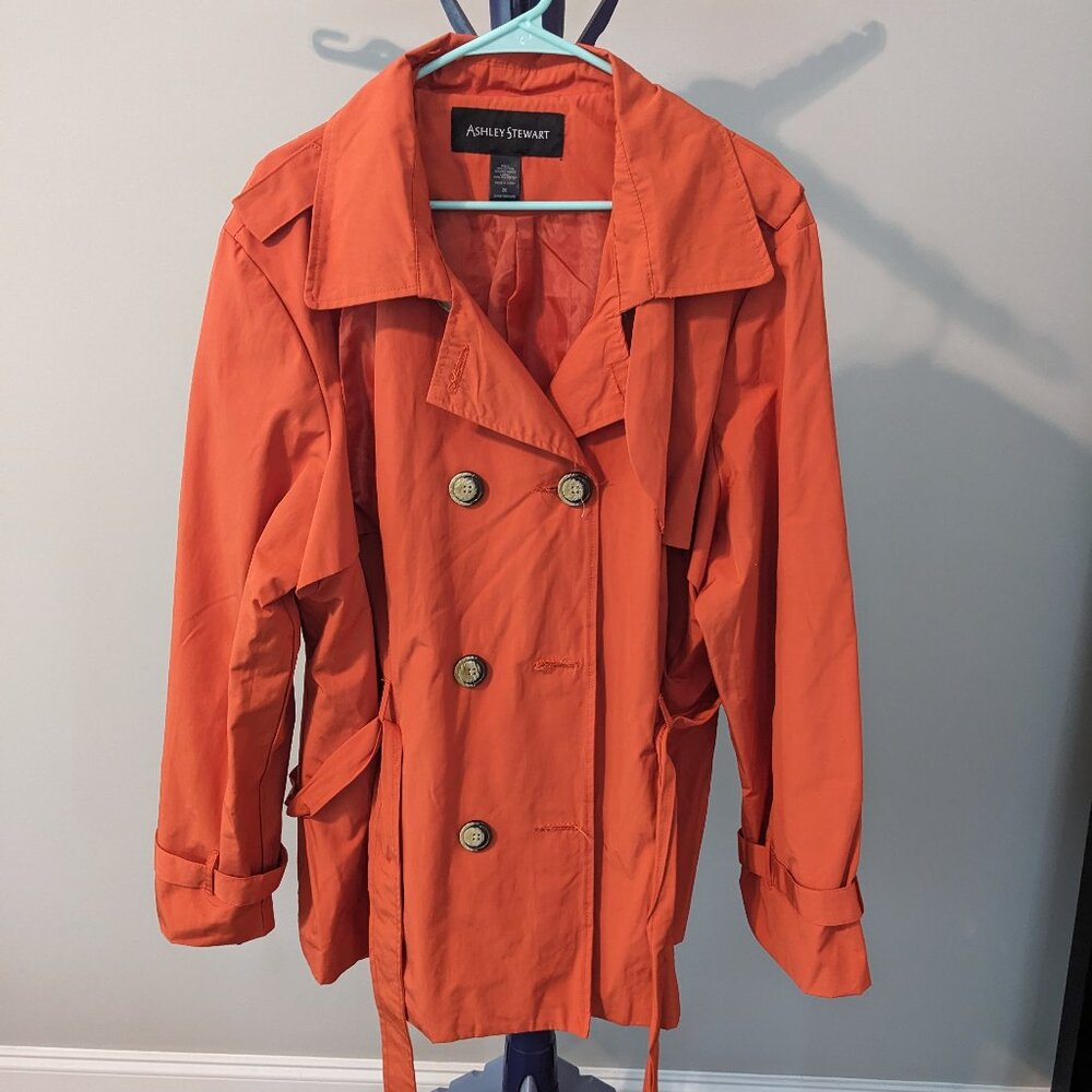 Ashley Stewart Orange Double Breasted Peacoat